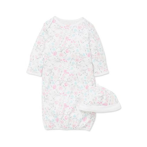 Little Me Baby Girls Cotton Floral Print Hat and Gown 2 Piece Set