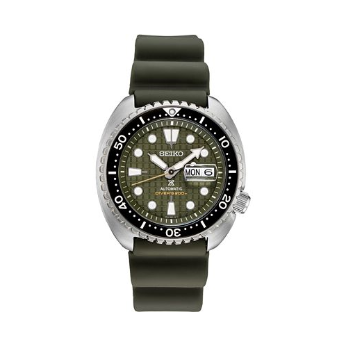 Seiko Mens Automatic Prospex King Turtle Green Silicone Strap Watch 45mm - A Special Edition