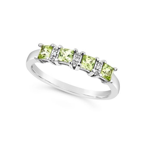 Macys Gemstone and Diamond Accent Ring in Sterling Silver