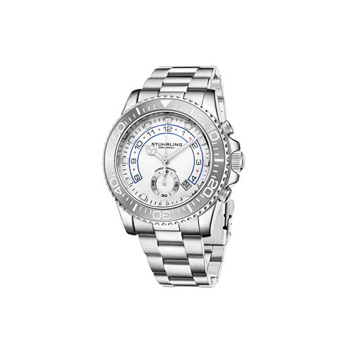 Stuhrling Mens Silver Tone Stainless Steel Bracelet Watch 42mm