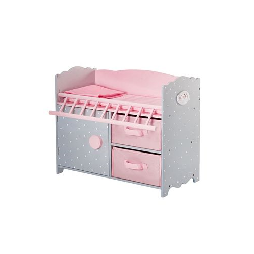 Redbox Olivias Little World Polka Dots Princess Baby Doll Crib with Cabinet Cubby