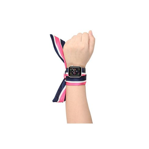 Posh Tech Mens and Womens Apple Multi Colored Scarf Silk Leather Replacement Band 40mm