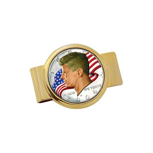 American Coin Treasures Mens JFK Half Dollar Colorized American Flag Coin Money Clip