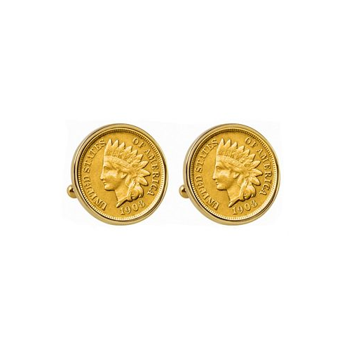American Coin Treasures Gold-Layered Indian Penny Bezel Coin Cuff Links