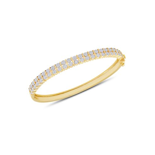 Macys Diamond Accent Bar Bangle in 18k Gold over Sterling Silver-Plated Brass