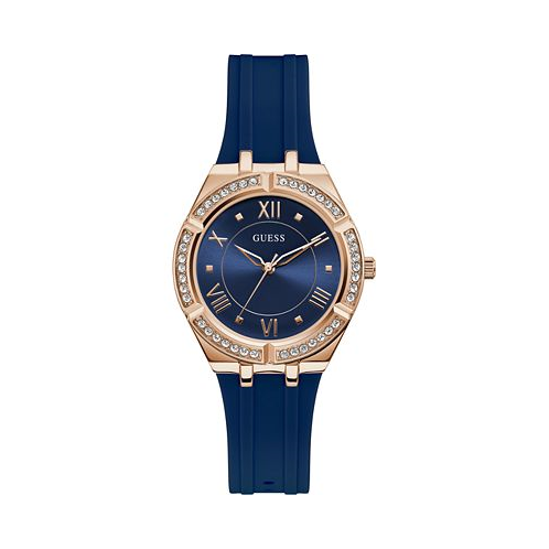 GUESS Womens Blue Silicone Strap Watch 36mm