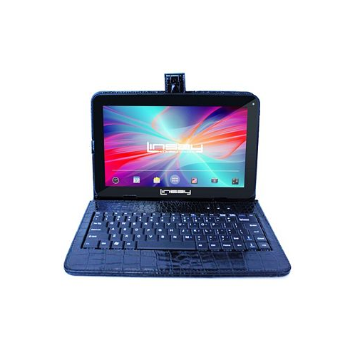 LINSAY New 10.1 Tablet Octa Core 128GB Exclusive Luxury Black Crocodile Keyboard Android 13
