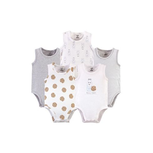 Touched by Nature Baby Boys Baby Organic Cotton Bodysuits 5pk Milk & Cookies