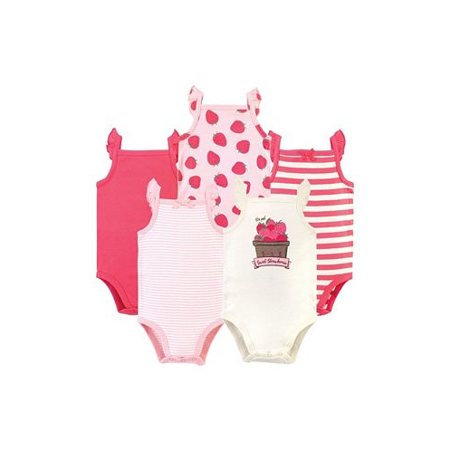 Touched by Nature Baby Girls Baby Organic Cotton Bodysuits 5pk Strawberries