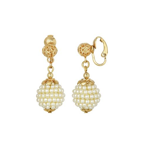 2028 Gold-Tone Beaded Imitation Pearl Drop Earrings