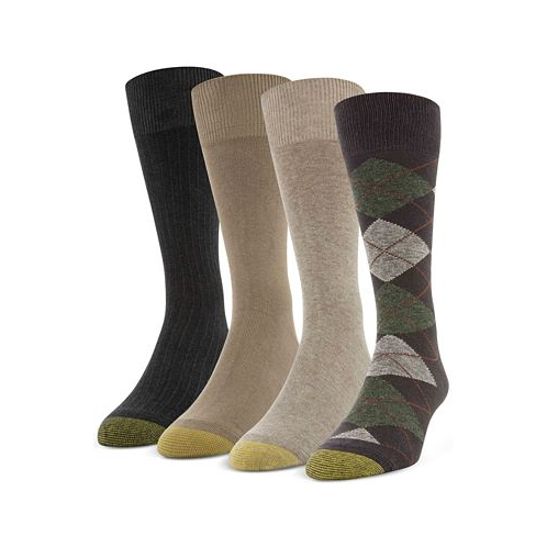 Gold Toe Mens 4-Pack Casual Argyle Crew Socks