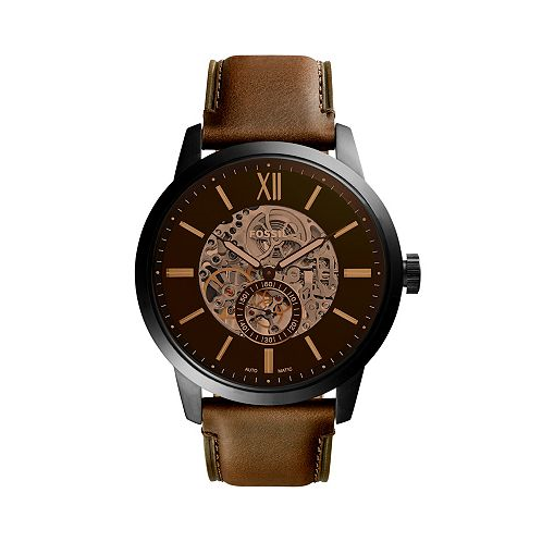 Fossil Mens Townsman Brown Leather Strap Watch 48mm