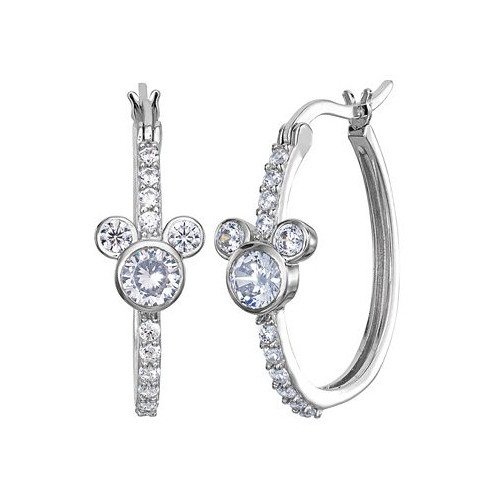 Disney Cubic Zirconia Mickey Mouse Hoop Earrings in Sterling Silver