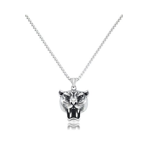 Andrew Charles by Andy Hilfiger Mens Panther Head 24 Pendant Necklace in Stainless Steel