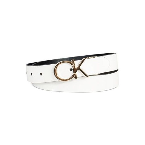 Calvin Klein Womens Reversible Monogram Buckle Belt