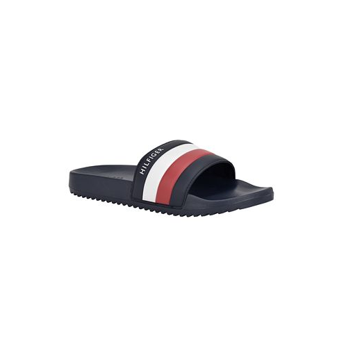 Tommy Hilfiger Mens Rozi Global Stripe Branding Pool Slide Sandals