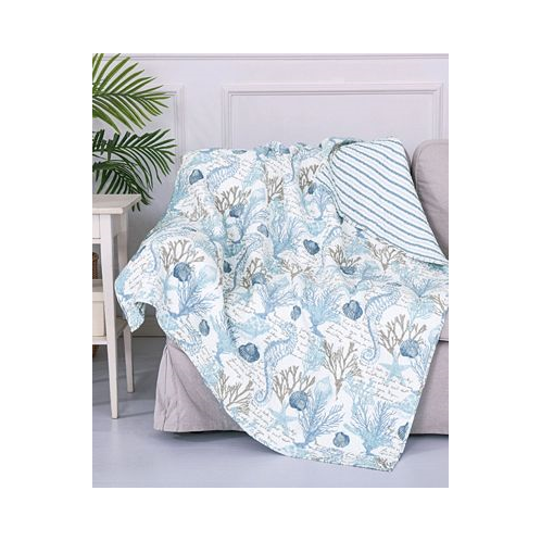 Levtex Galapagos Blue Coral Reef Quilted Throw 50 x 60