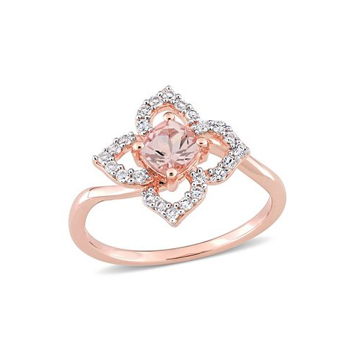 Macys Morganite (1/2 ct. t.w.) and White Topaz (1/4 ct. t.w.) Rose Gold Plated Silver Floral Ring