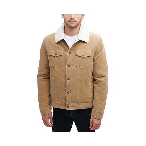 GUESS Mens Corduroy Bomber Jacket with Sherpa Collar