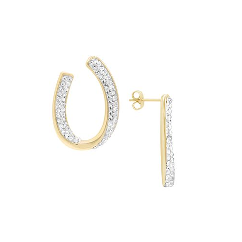 Essentials Crystal Curved Post Earring Gold Plate and Silver Plate