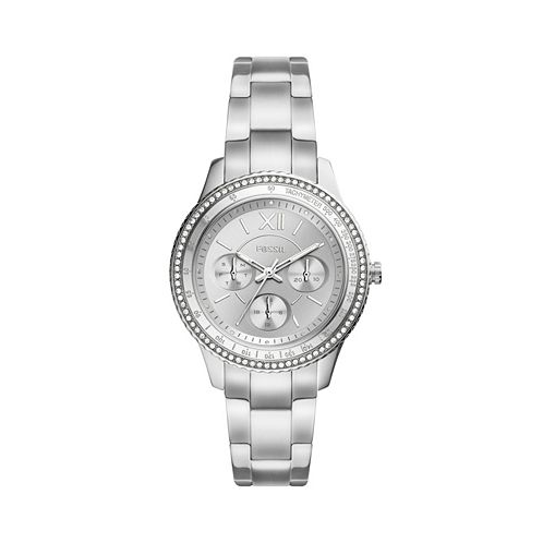 Fossil Womens Sport Multifunction Silver Tone Stainless Steel Bracelet Watch 37mm