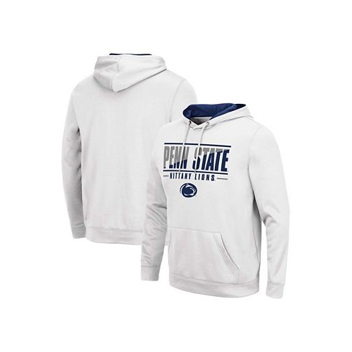 Colosseum Mens White Penn State Nittany Lions Slash Stack 2.0 Pullover Hoodie