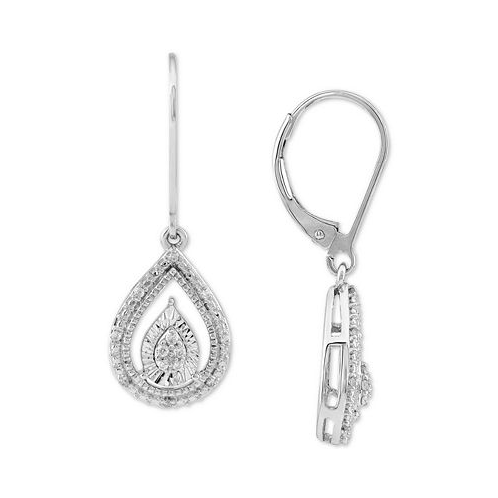 Macys Diamond Teardrop Leverback Drop Earrings (1/10 ct. t.w.) in Sterling Silver