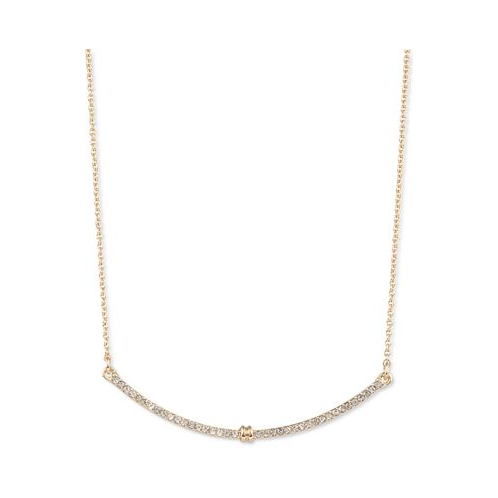 POLO Ralph Lauren Gold-Tone Pave Curved Bar Statement Necklace 16 + 3 extender
