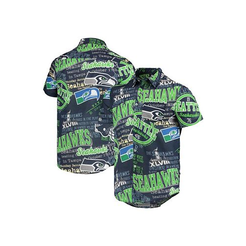 FOCO Mens College Navy Seattle Seahawks Thematic Button-Up Shirt