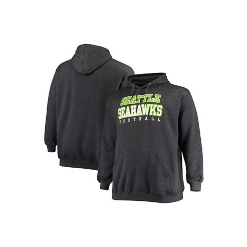 Fanatics Mens Big and Tall Heathered Charcoal Seattle Seahawks Practice Pullover Hoodie