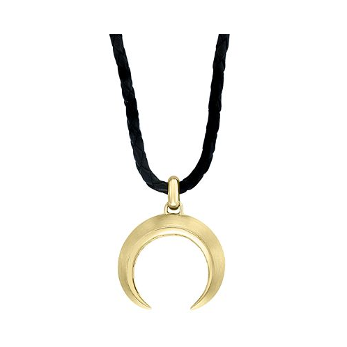 EFFY Collection EFFY Mens Moon Symbol Leather Cord 20 Pendant Necklace in 18k Gold-Plated Sterling Silver
