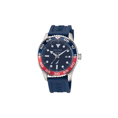 Nautica Mens Blue Silicone Strap Watch 43mm