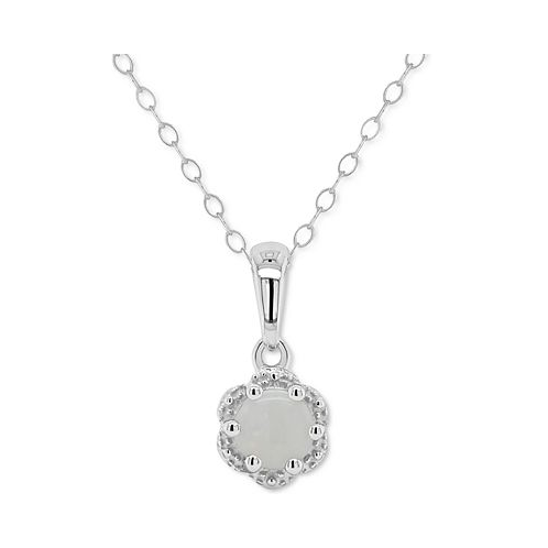 Macys Aquamarine Solitaire 18 Scalloped-Edge Pendant Necklace (3/8 ct. t.w.) in Sterling Silver (Also in Opal)