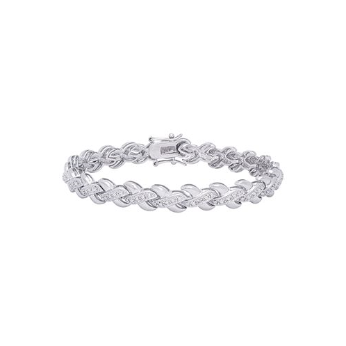 Macys Diamond Accent X Weave Bracelet in Fine Gold Plate or Fine Silver Plate