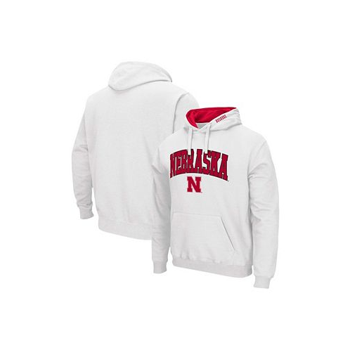 Colosseum Mens White Nebraska Huskers Arch Logo 3.0 Pullover Hoodie