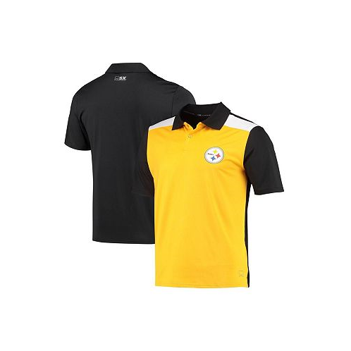 MSX by Michael Strahan Mens Gold and Black Pittsburgh Steelers Challenge Color Block Performance Polo