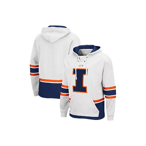 Colosseum Mens White Illinois Fighting Illini Lace Up 3.0 Pullover Hoodie