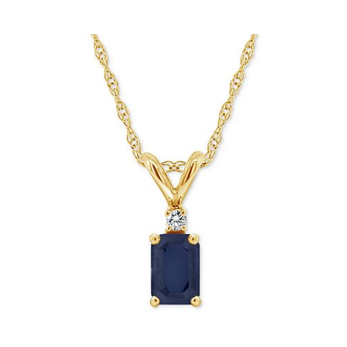 Macys Sapphire (3/4 ct. t.w.) & Diamond Accent 18 Pendant Necklace in 14k Gold (Also in Ruby)