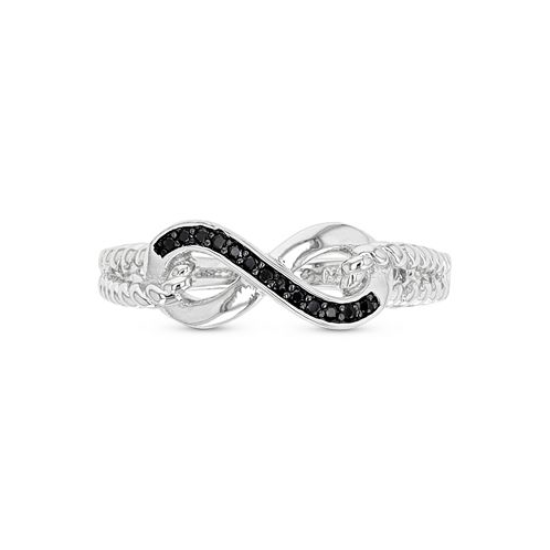 Macys Black Spinel Infinity Ring (1/10 ct. t.w.) in Sterling Silver & Black Rhodium-Plate