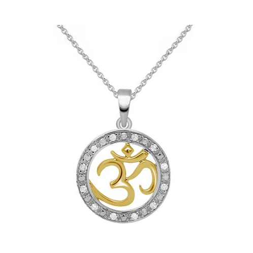 Macys Diamond Om Symbol 18 Pendant Necklace (1/10 ct. t.w.) in Sterling Silver or Sterling Silver & 14k Gold-Plate