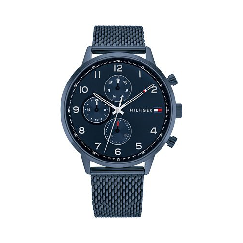 Tommy Hilfiger Mens Blue-Tone Stainless Steel Mesh Bracelet Watch 44mm