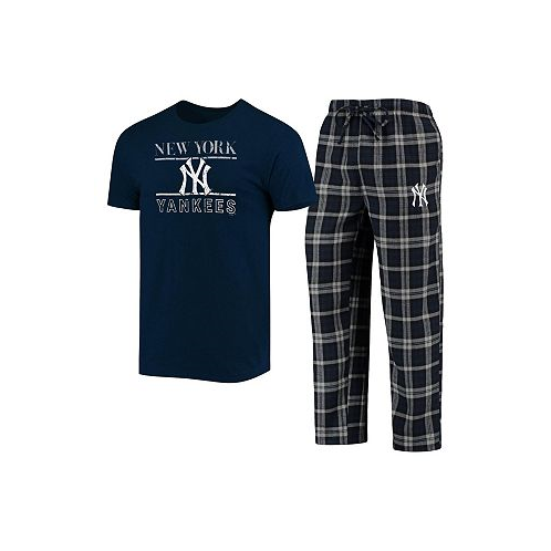 Concepts Sport Mens Navy Gray New York Yankees Lodge T-shirt and Pants Sleep Set