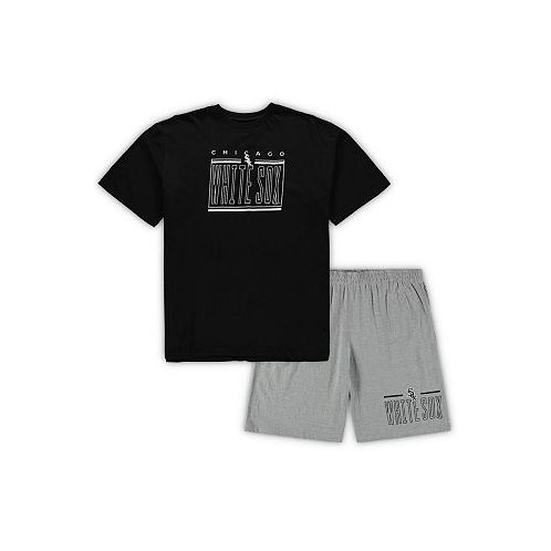 Concepts Sport Mens Black Heathered Gray Chicago White Sox Big and Tall T-shirt and Shorts Sleep Set