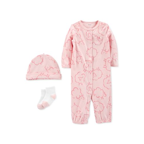 Carters Baby Girls Take Me Home Gown with Hat and Socks 3 Piece Set