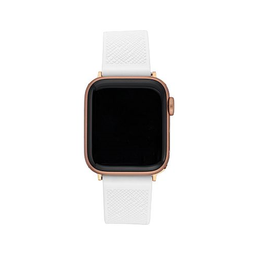 Anne Klein Womens White Textured Silicone Band Compatible with 38/40/41mm Apple Watch