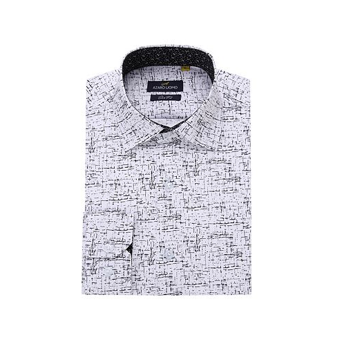 Azaro Uomo Mens Business Geometric Long Sleeve Button Down Shirt