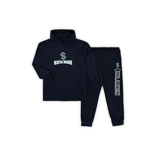 Concepts Sport Mens Deep Sea Blue Seattle Kraken Big and Tall Pullover Hoodie and Joggers Sleep Set