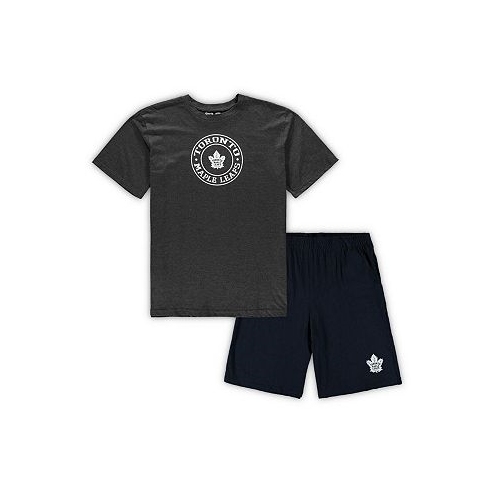 Concepts Sport Mens Navy Heathered Charcoal Toronto Maple Leafs Big and Tall T-shirt and Shorts Sleep Set
