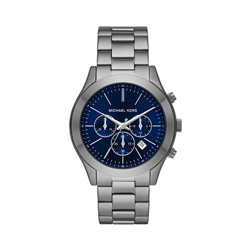 Michael Kors Mens Slim Runway Chronograph Gunmetal Stainless Steel Bracelet Watch 44mm