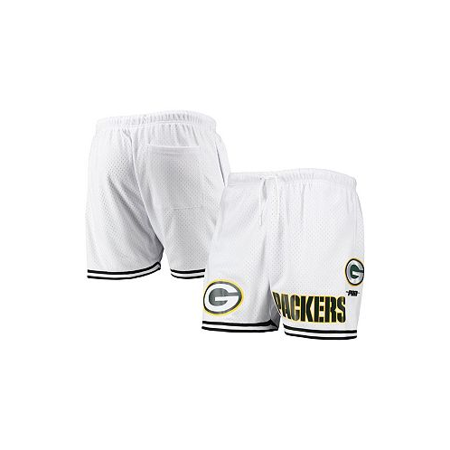Pro Standard Mens White Black Green Bay Packers Mesh Shorts